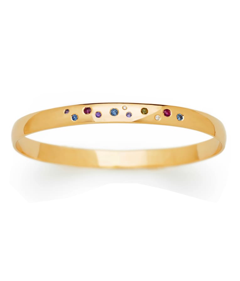 galaxy bangle with multi color sapphires